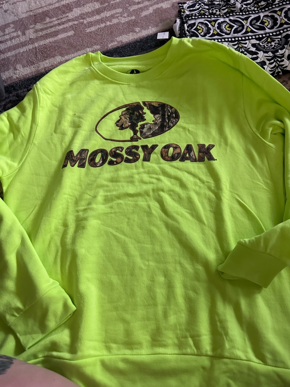 Mossy Oak High-Visibility Neon Yellow Crewneck Sweatshirt